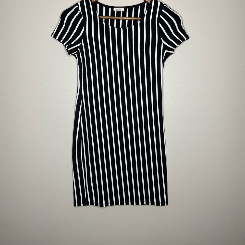 Black and white striped dress